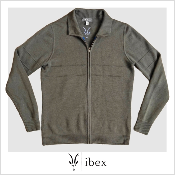 Ibex Men's Olive Wool Sweater Size S - Picture 1 of 12